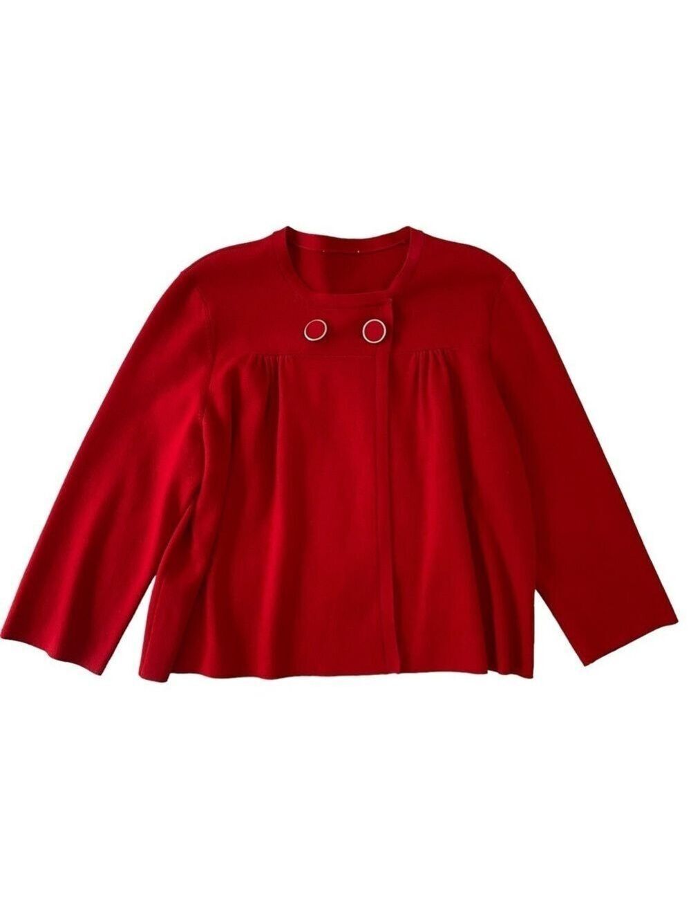 Retro mod crop cardigan blazer knit red buttons feminine medium shrug sweater